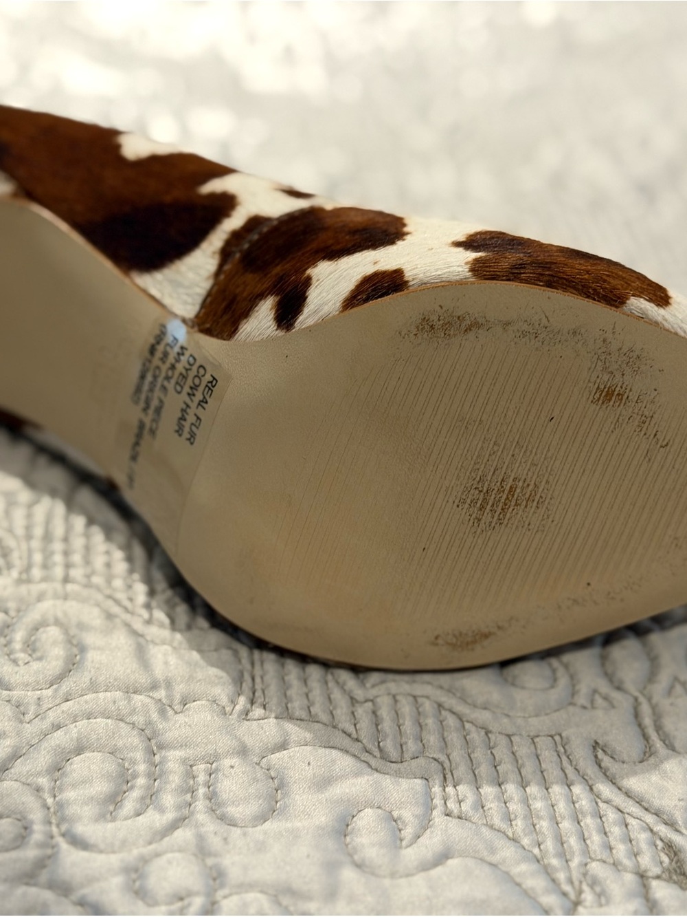 Steve Madden Brown and White Cowhide Pointed-Toe Pumps Sz 6.5 - Picture 3 of 10